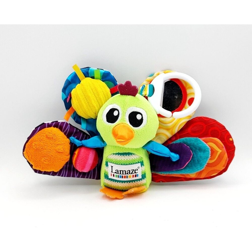 Lamaze BIRD colorful activity baby crib toy plush 10"W Tomy
